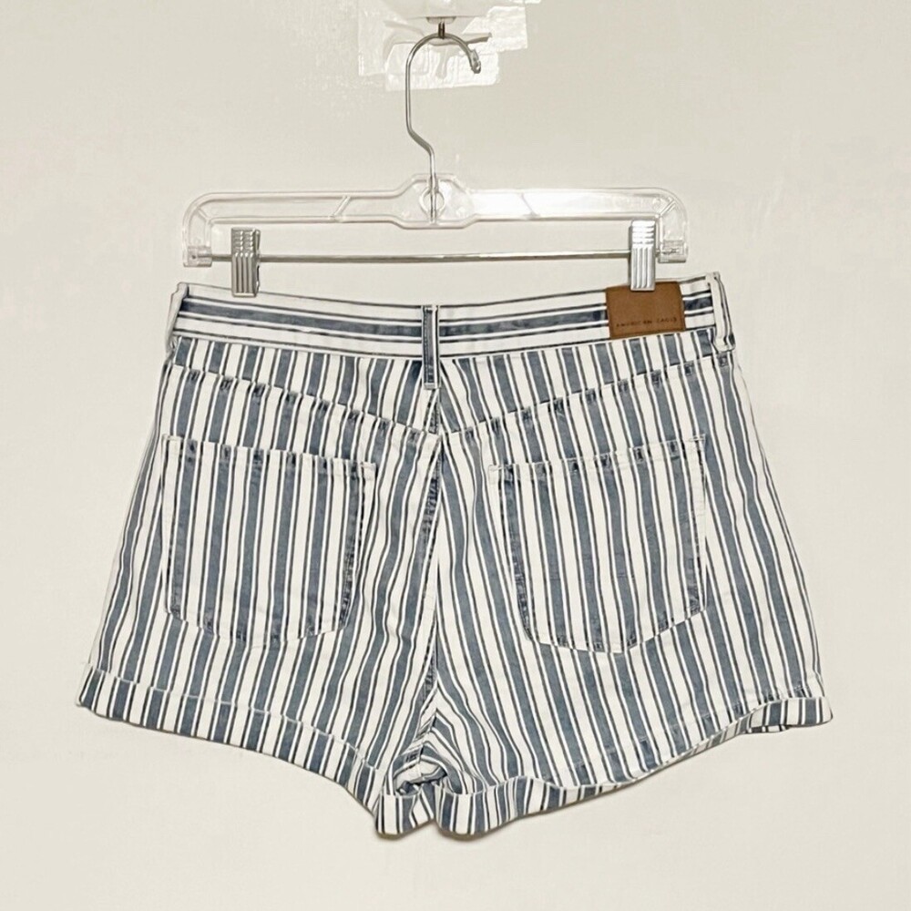 American Eagle Shorts Striped Faded High Waisted Mom Denim Womens Size 8